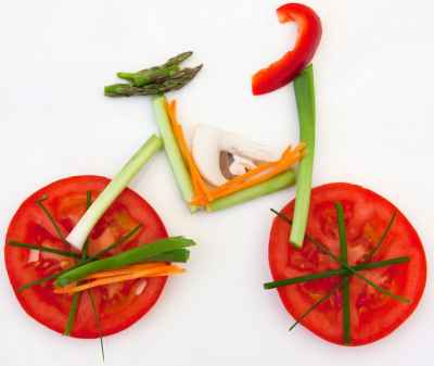 Συμβολισμός ποδηλάτου από λαχανικά